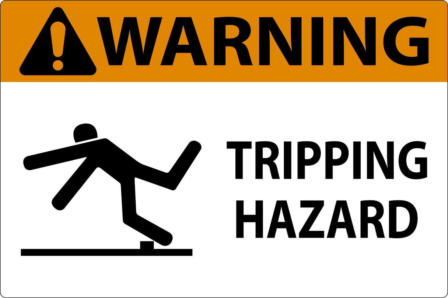 Warning Tripping Hazard Label Sign On White Background vector