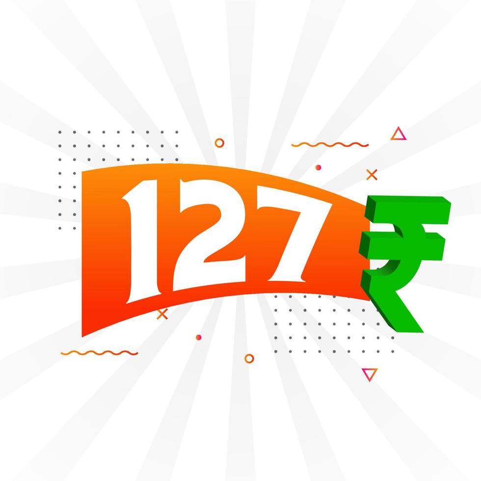 127 Rupee symbol bold text vector image. 127 Indian Rupee currency sign vector illustration