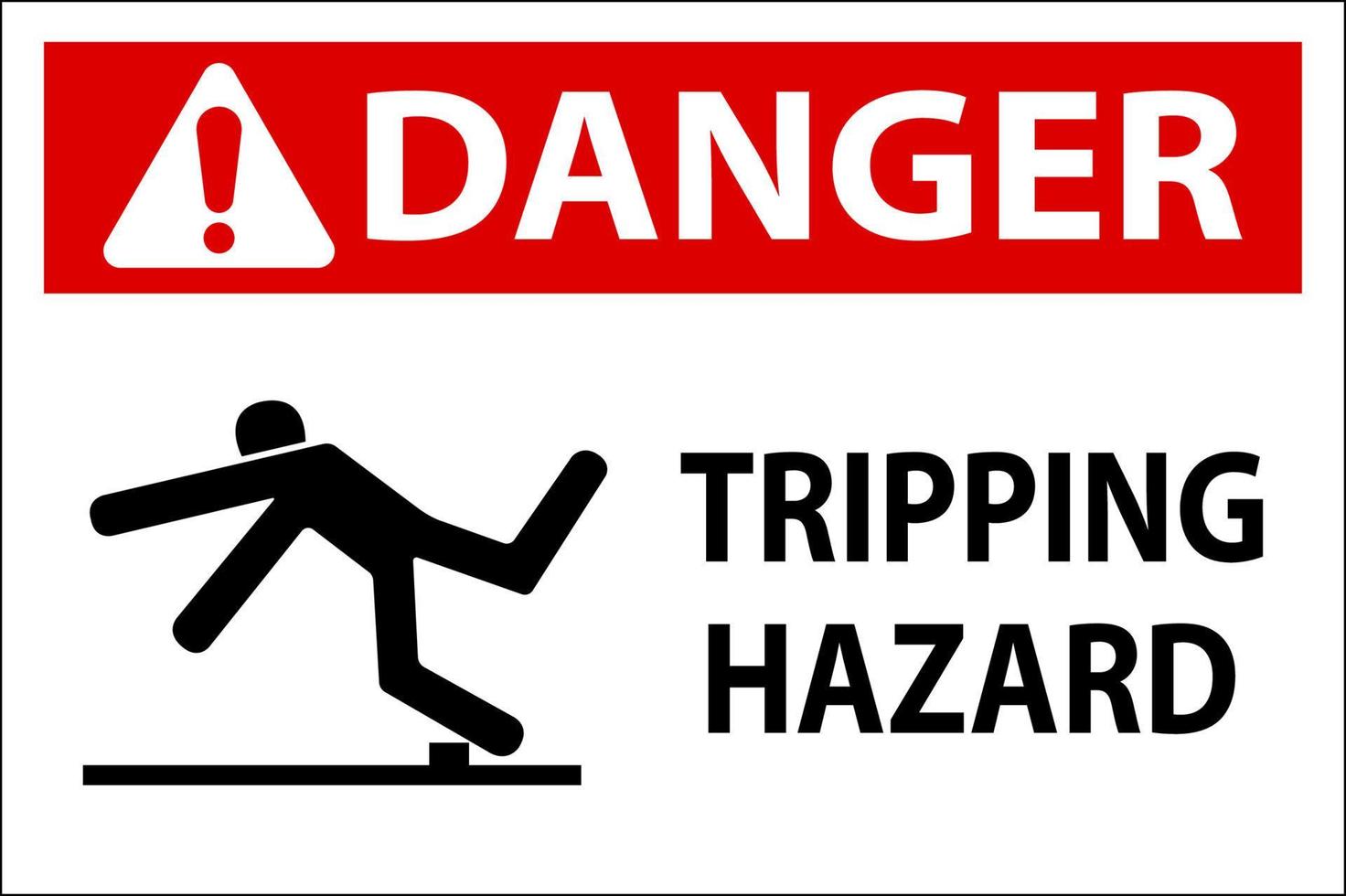 Danger Tripping Hazard Label Sign On White Background vector