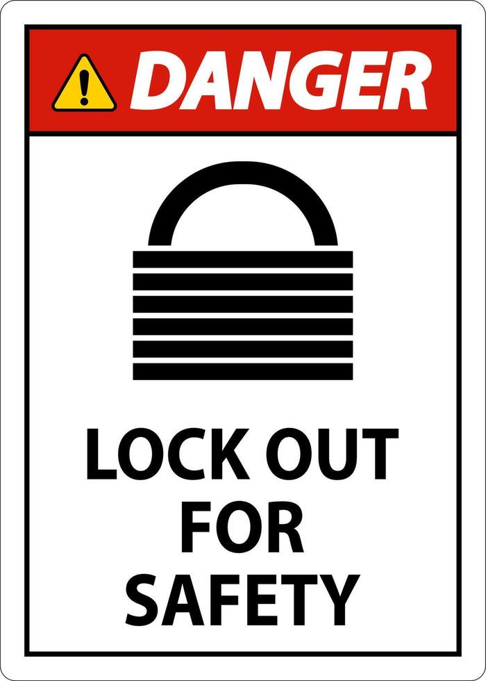 Danger Lock Out Label Sign On White Background vector