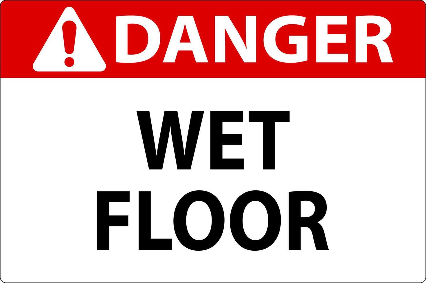 Danger Wet Floor Label Sign On White Background vector