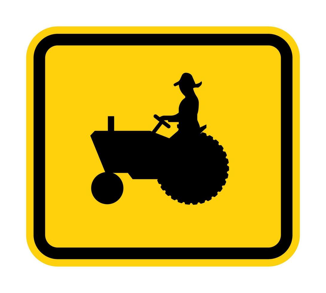 Farm Machinery Crossing Sign On White Background vector