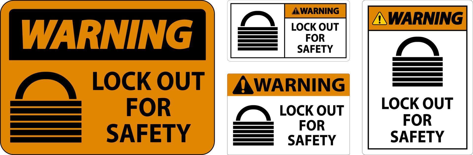 Warning Lock Out Label Sign On White Background vector