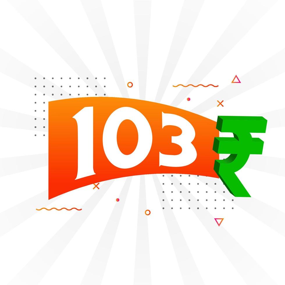 Imagen de vector de texto en negrita de símbolo de 103 rupias. 103 rupia india signo de moneda ilustración vectorial