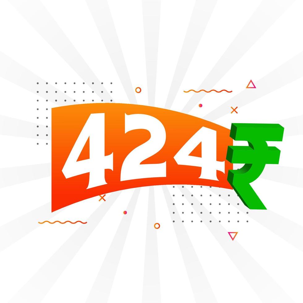 424 Rupee symbol bold text vector image. 424 Indian Rupee currency sign vector illustration