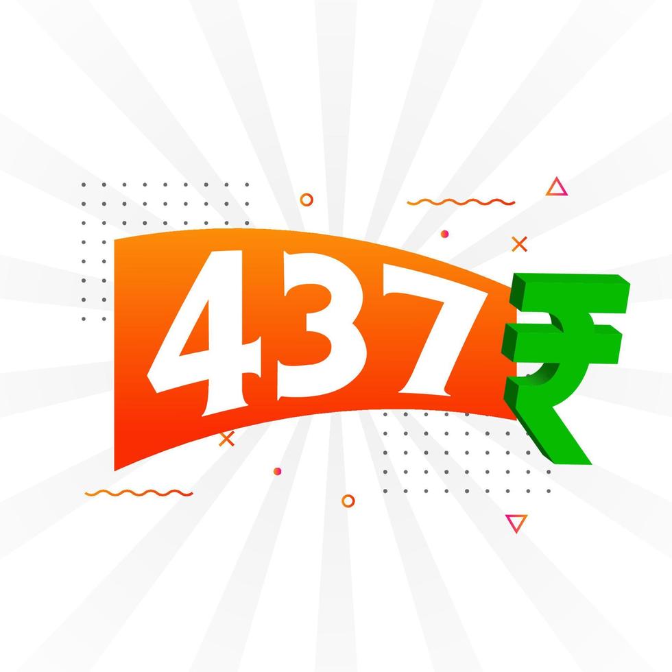 437 Rupee symbol bold text vector image. 437 Indian Rupee currency sign vector illustration