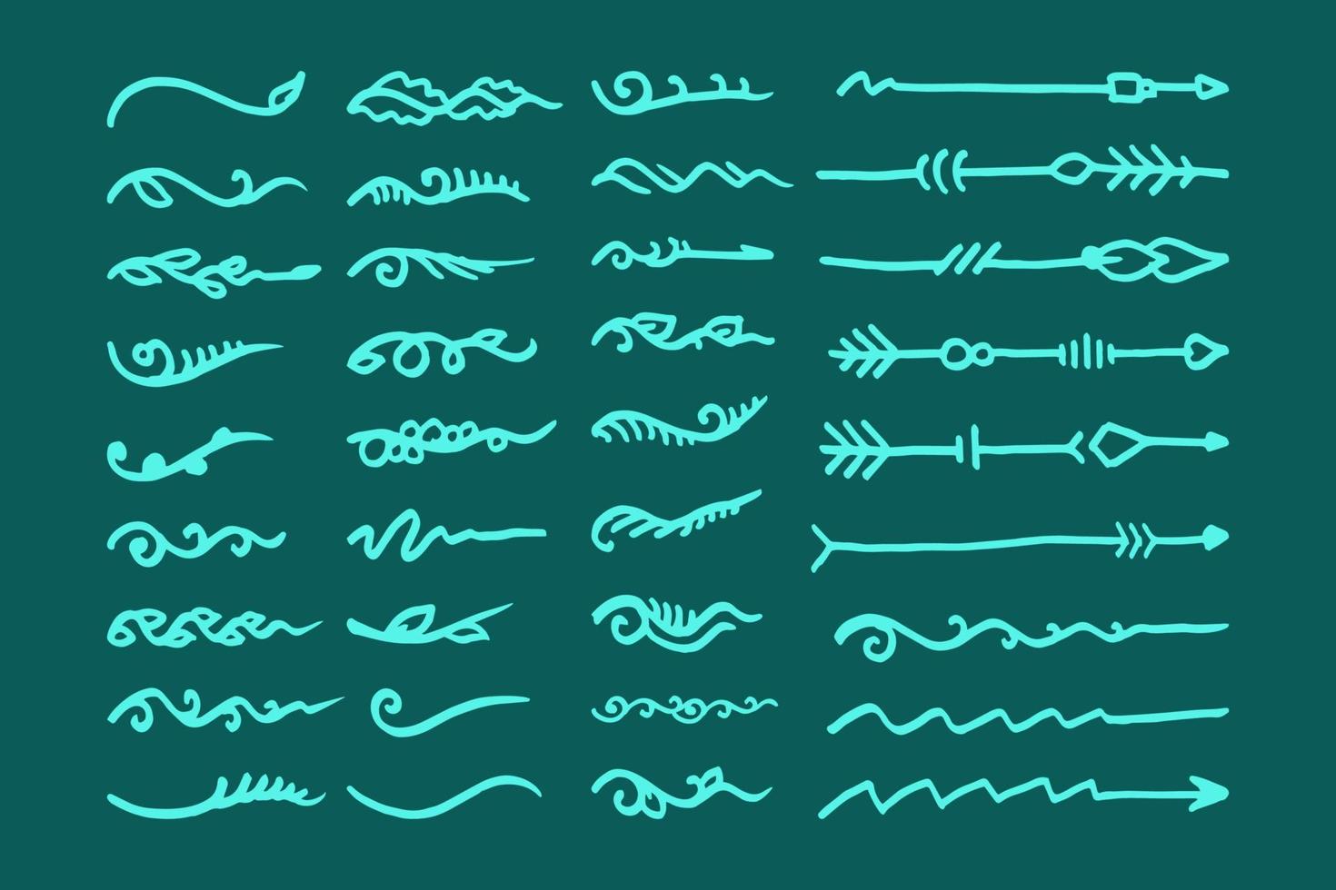 Vector set of hand-drawn arrows leaf illustration art