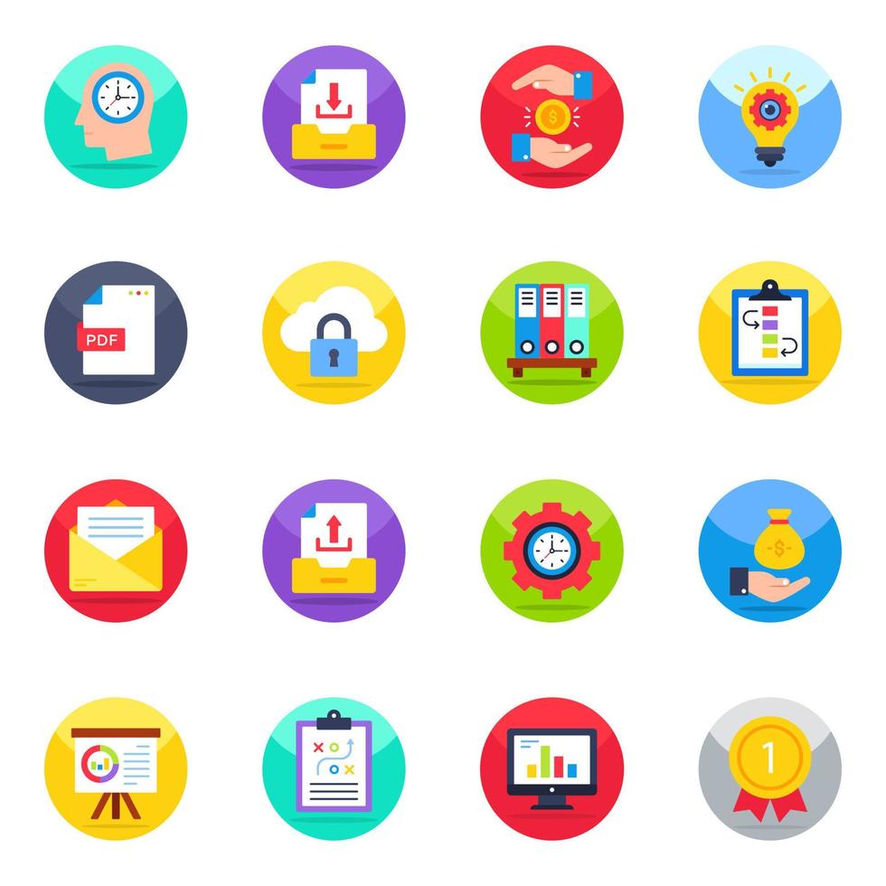 paquete de iconos planos de negocios vector