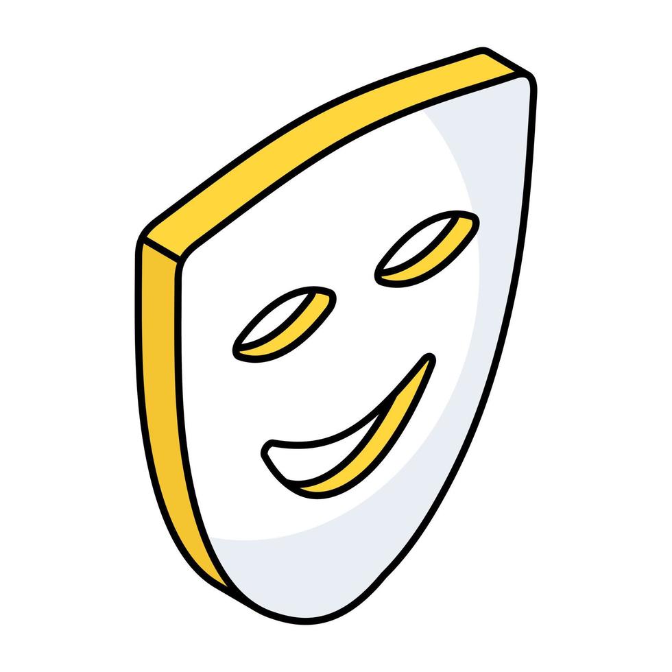 Happy face mask, theater mask icon vector