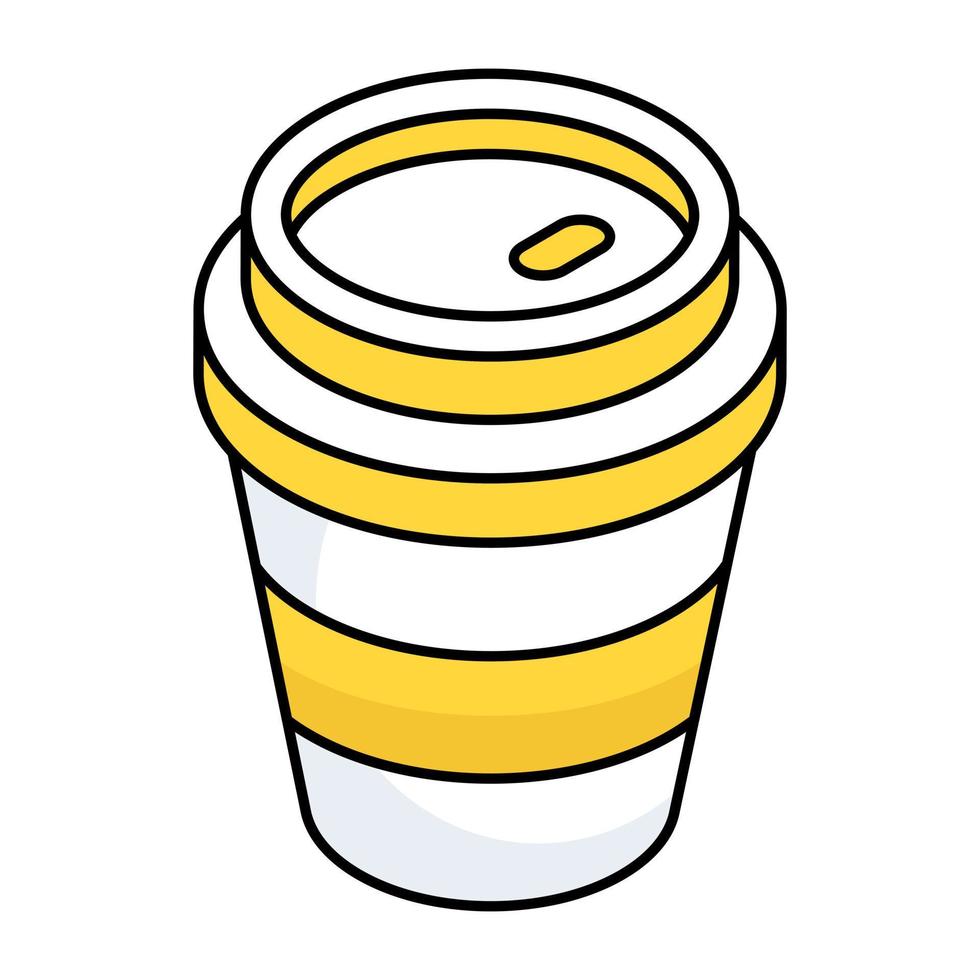 An editable design icon of takeaway drink vector