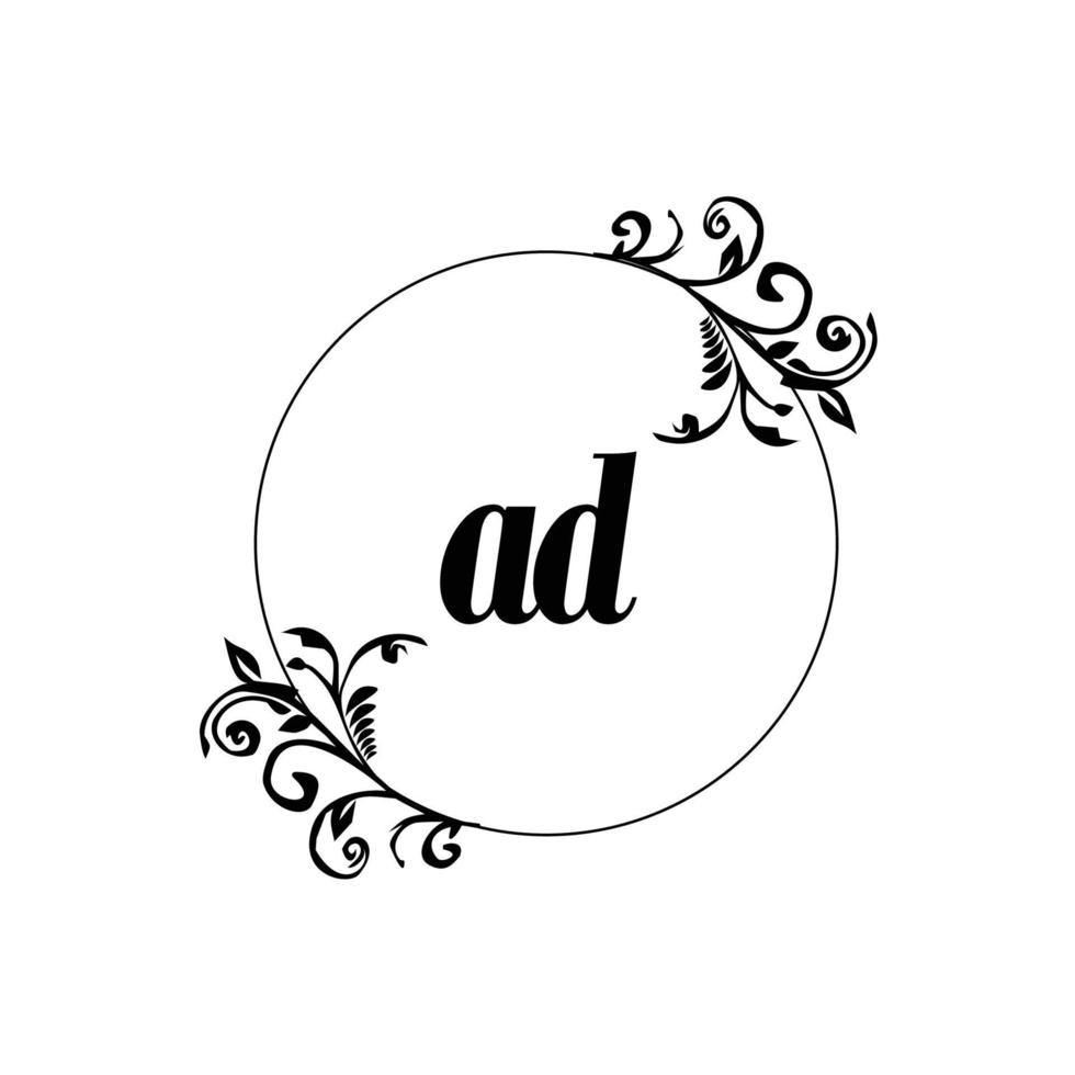 Initial AD logo monogram letter feminine elegance vector