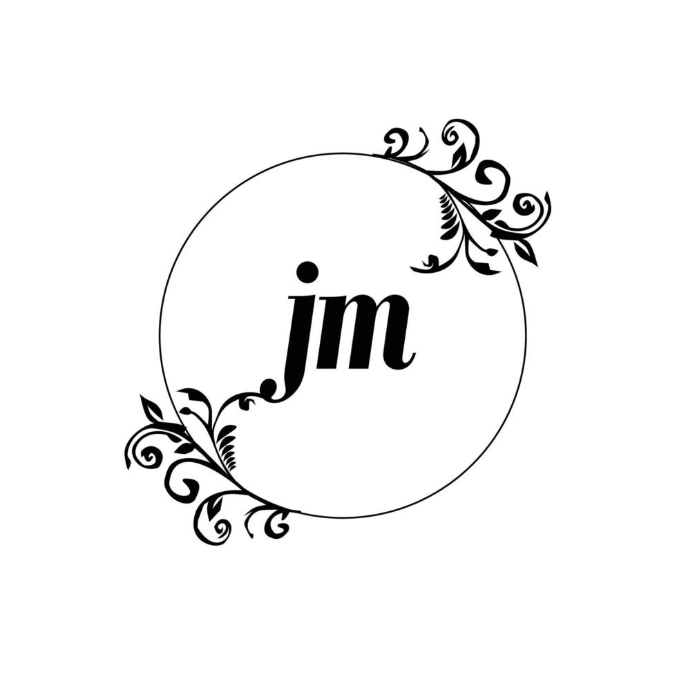 Initial JM logo monogram letter feminine elegance vector