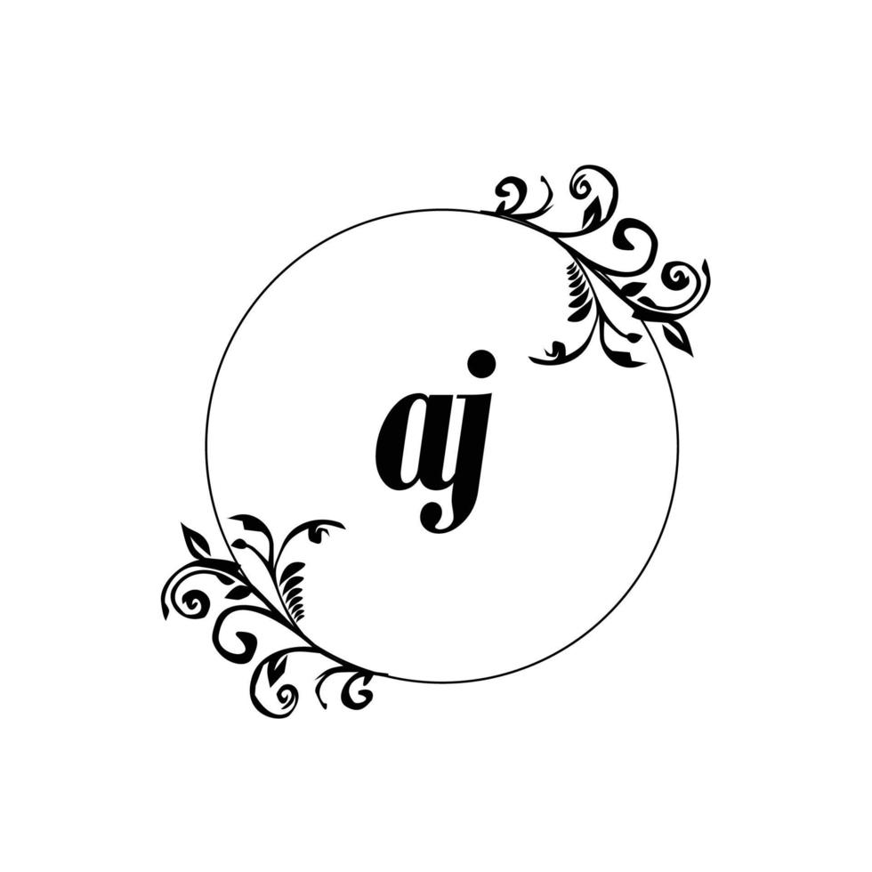 Initial AJ logo monogram letter feminine elegance vector