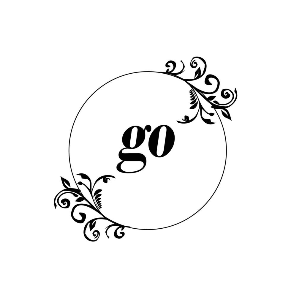 Initial GO logo monogram letter feminine elegance vector