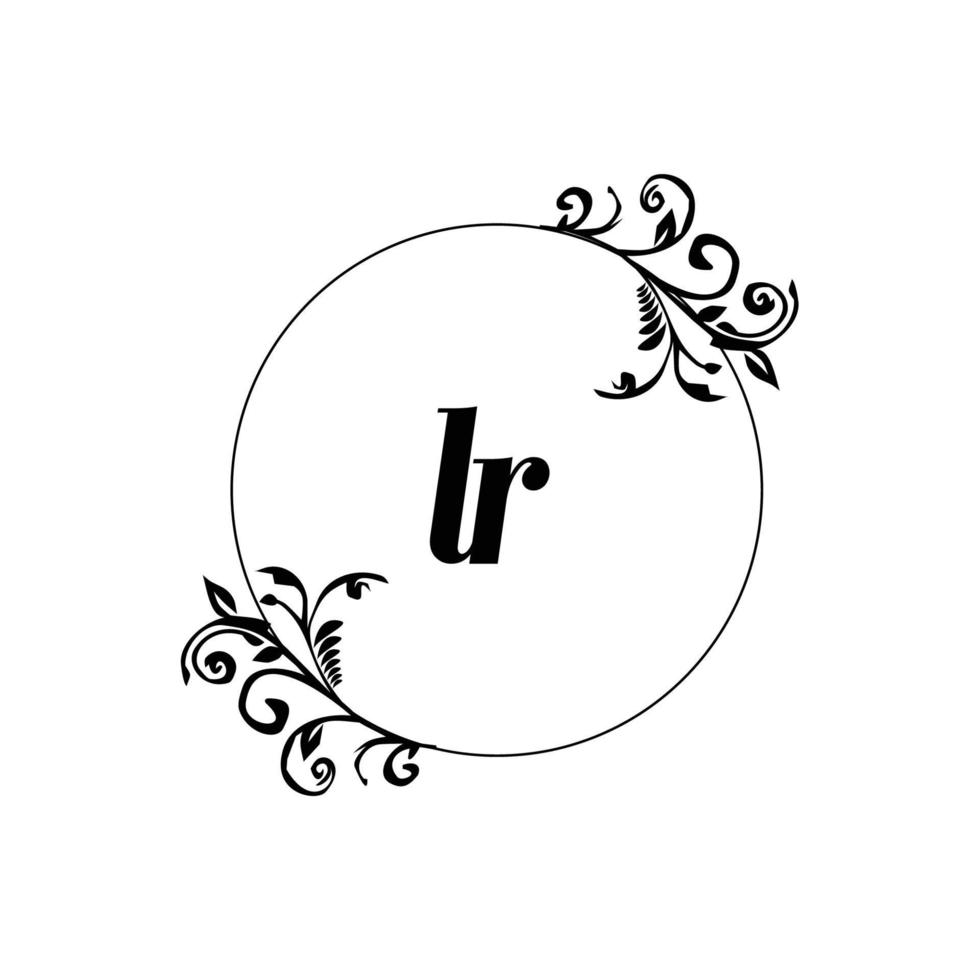 Initial LR logo monogram letter feminine elegance vector