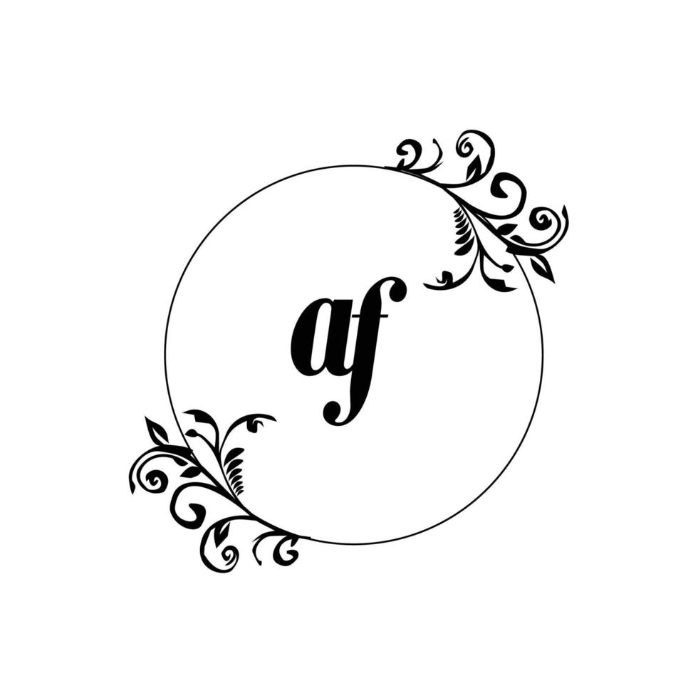 inicial af logo monograma carta elegancia femenina vector