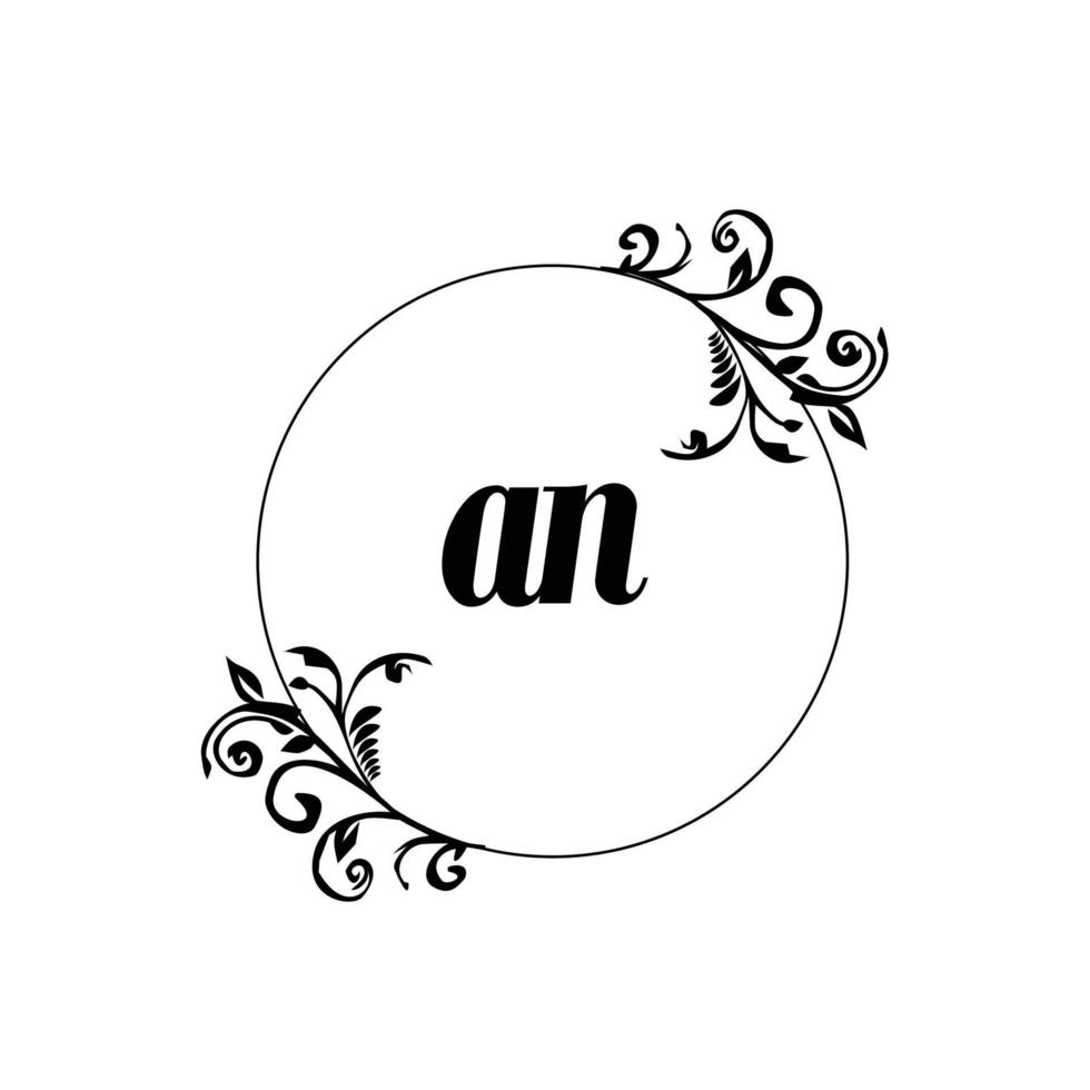 Initial AN logo monogram letter feminine elegance vector