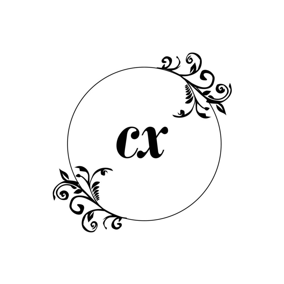 Initial CX logo monogram letter feminine elegance vector