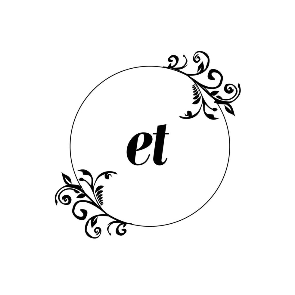 Initial ET logo monogram letter feminine elegance vector
