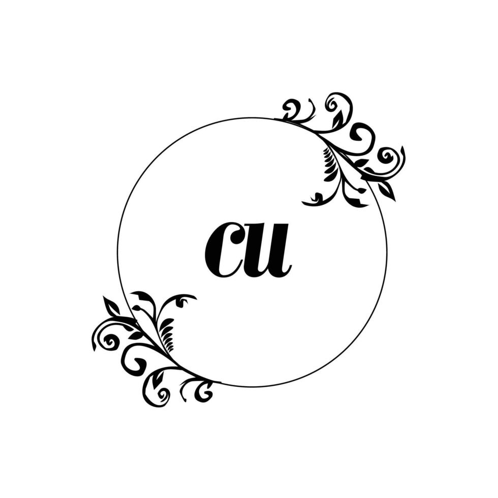 inicial cu logo monograma letra femenina elegancia vector