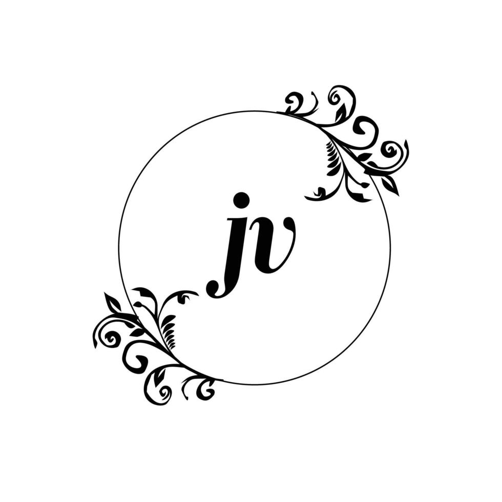 inicial jv logo monograma carta elegancia femenina vector