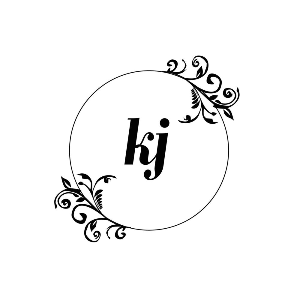 Initial KJ logo monogram letter feminine elegance vector