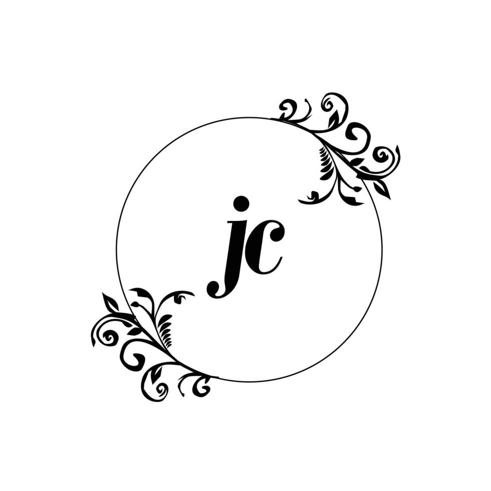 Initial JC logo monogram letter feminine elegance vector