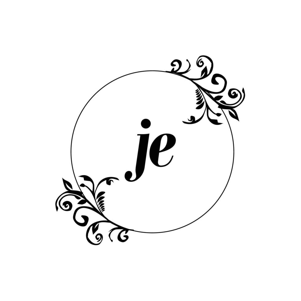 Initial JE logo monogram letter feminine elegance vector