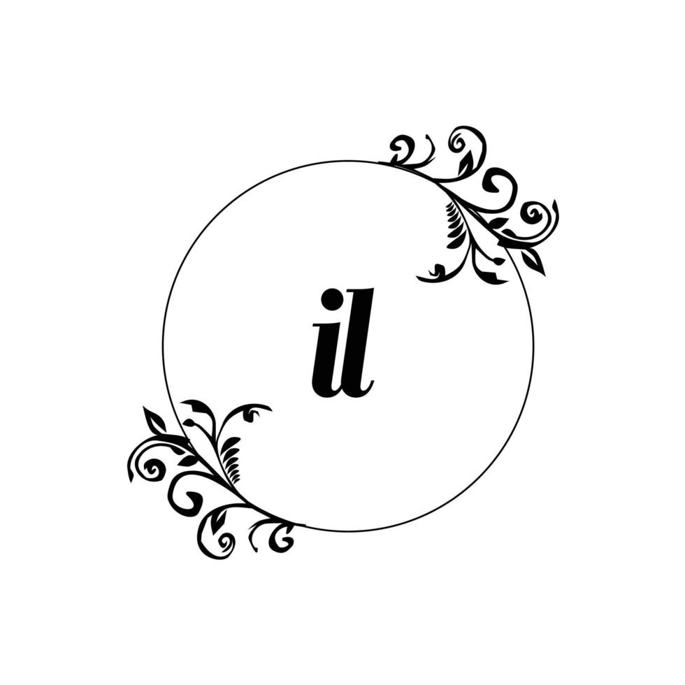 Initial IL logo monogram letter feminine elegance vector