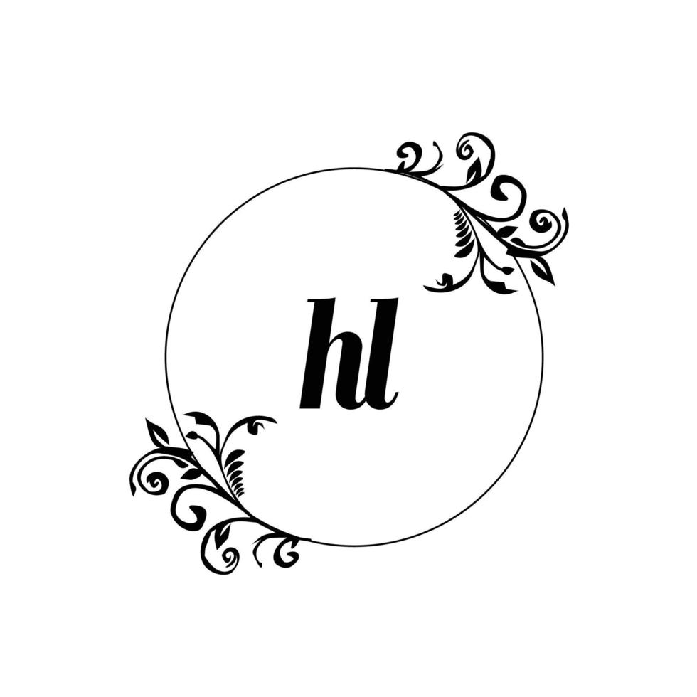 inicial hl logo monograma carta elegancia femenina vector