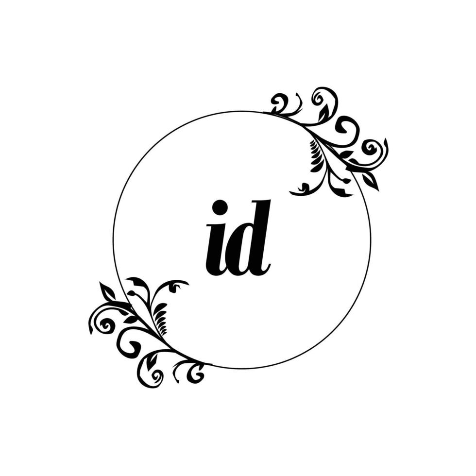 Initial ID logo monogram letter feminine elegance vector