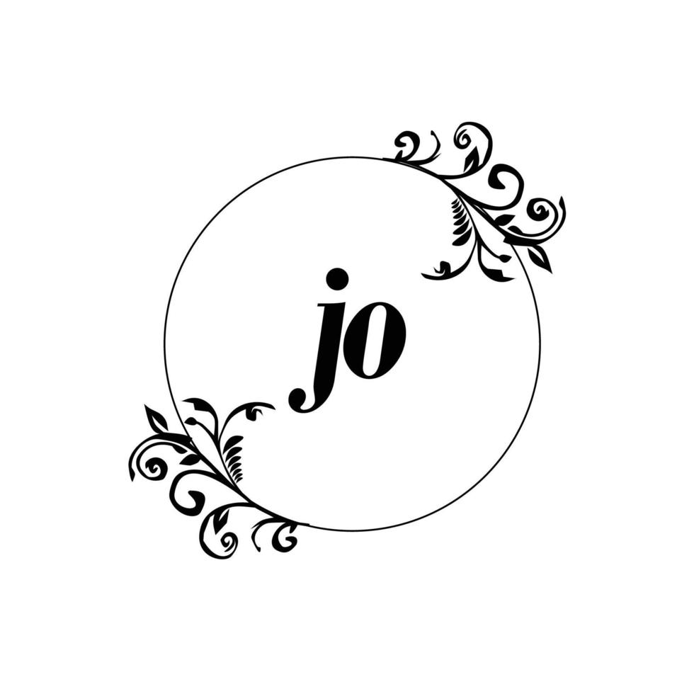 inicial jo logo monograma carta elegancia femenina vector