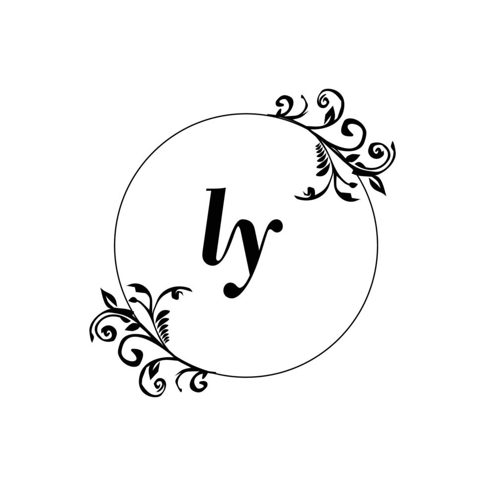 Initial LY logo monogram letter feminine elegance vector