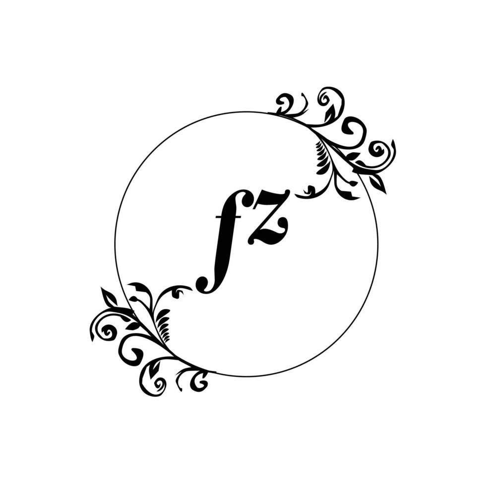 inicial fz logo monograma carta elegancia femenina vector