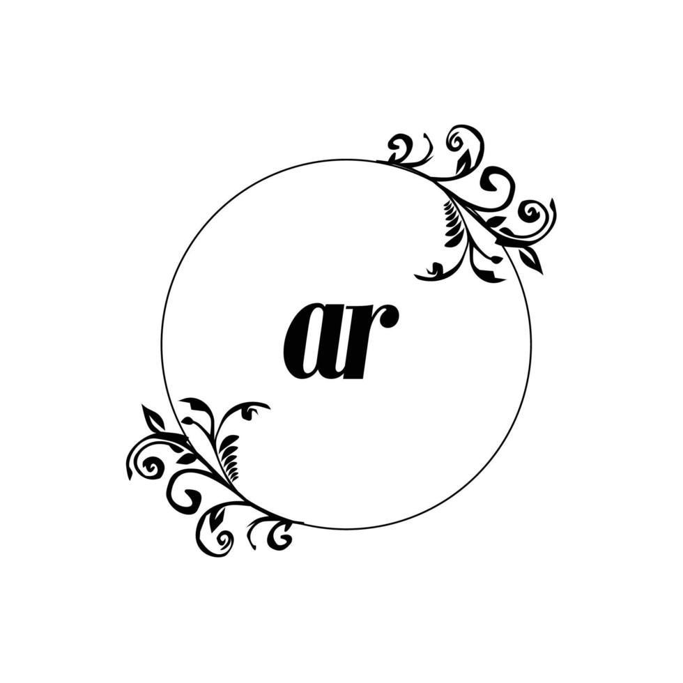inicial ar logo monograma carta elegancia femenina vector
