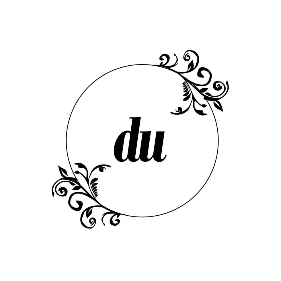 Initial DU logo monogram letter feminine elegance vector