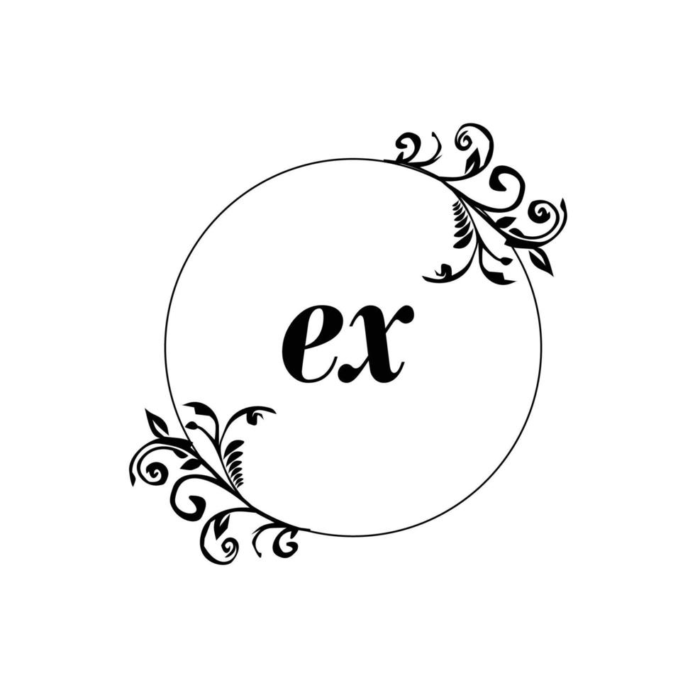 inicial ex logo monograma carta elegancia femenina vector