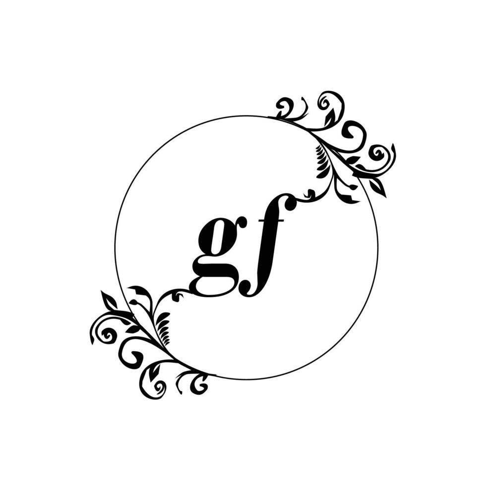 inicial gf logo monograma carta elegancia femenina vector