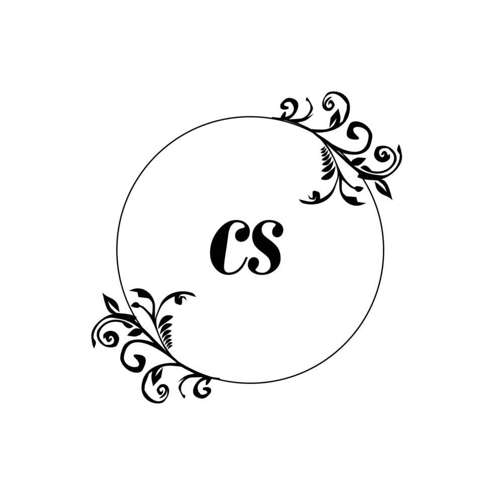 Initial CS logo monogram letter feminine elegance vector
