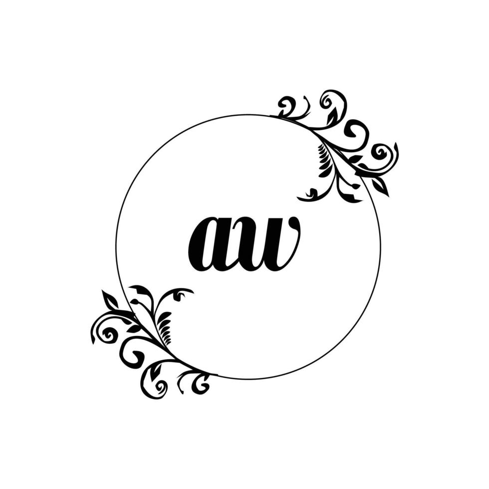 Initial AW logo monogram letter feminine elegance vector