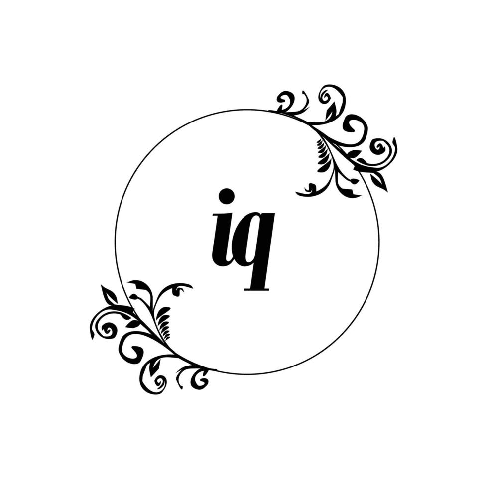 inicial iq logo monograma carta elegancia femenina vector