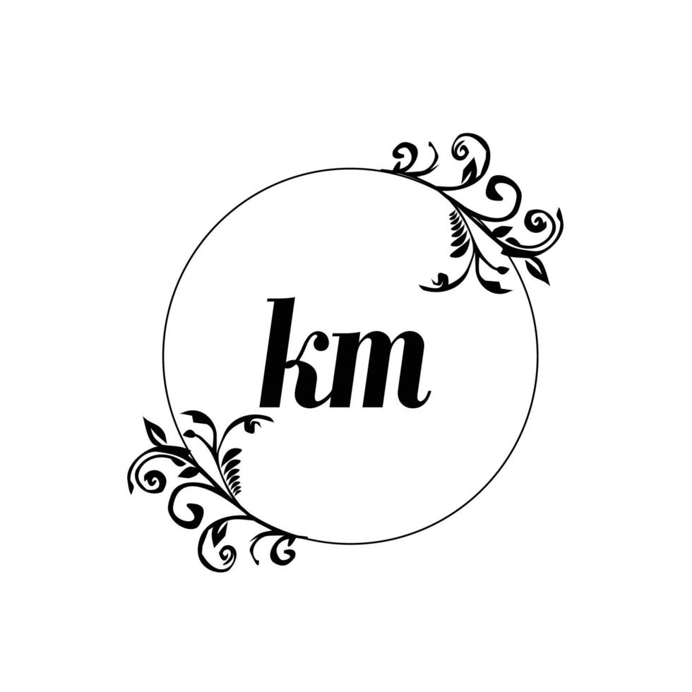 inicial km logo monograma carta elegancia femenina vector