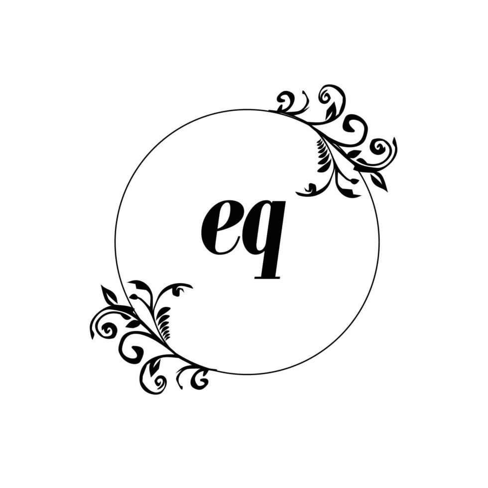 inicial eq logo monograma carta elegancia femenina vector