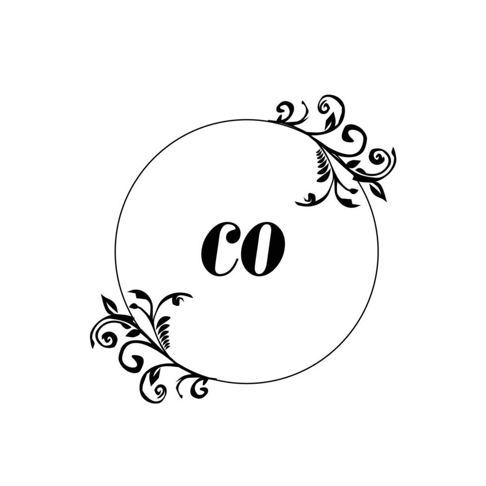 Initial CO logo monogram letter feminine elegance vector