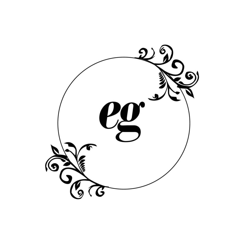 Initial EG logo monogram letter feminine elegance vector