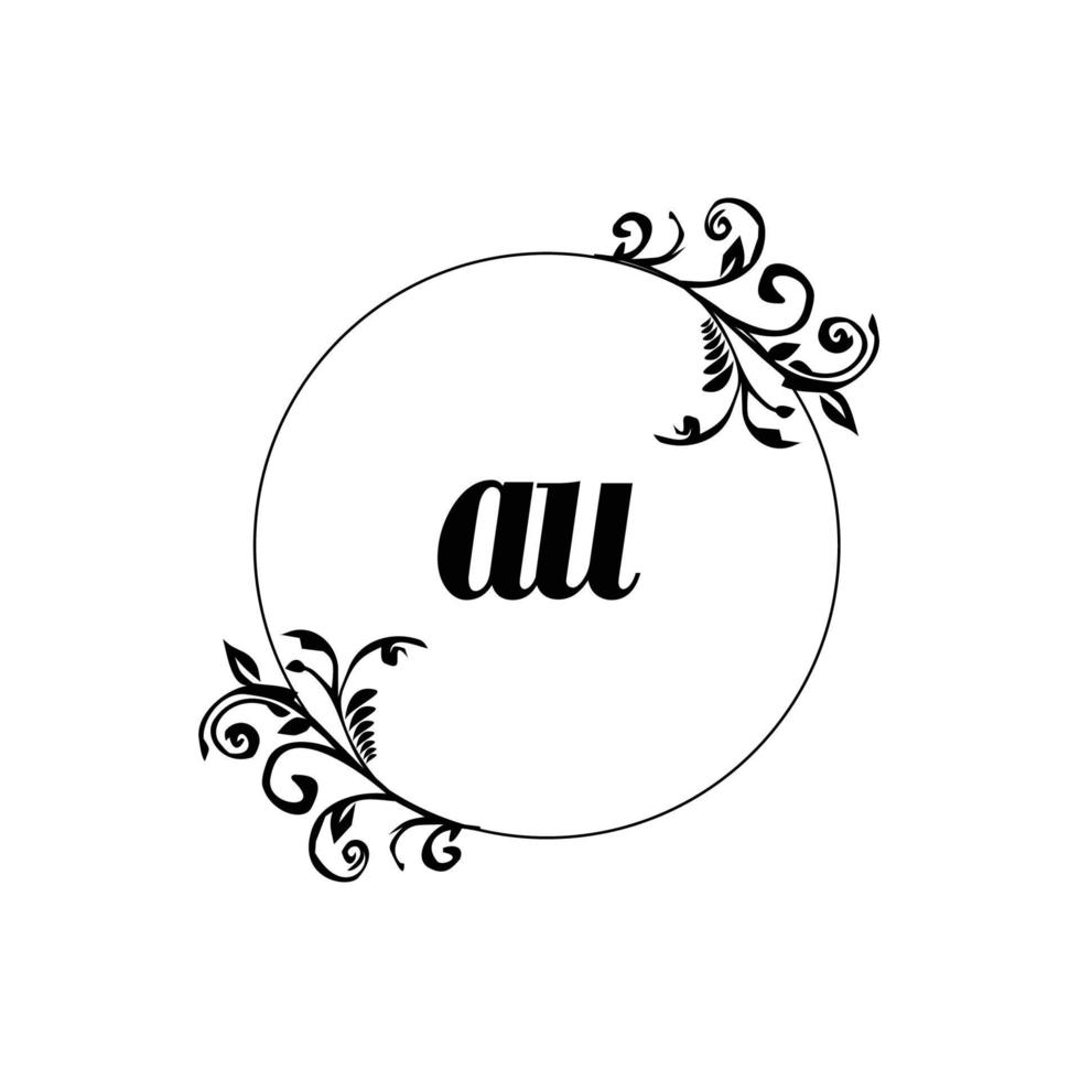 Initial AU logo monogram letter feminine elegance vector