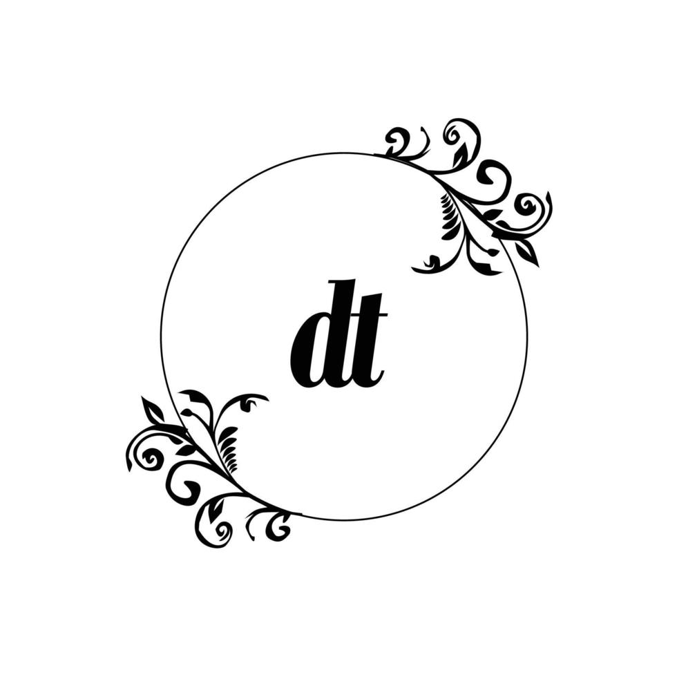 Initial DT logo monogram letter feminine elegance vector