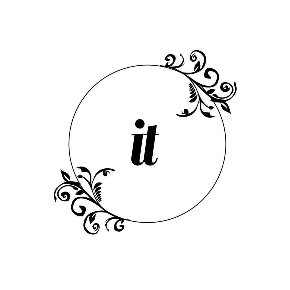 Initial IT logo monogram letter feminine elegance vector