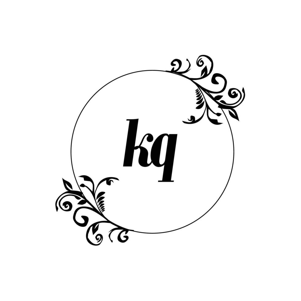 inicial kq logo monograma carta elegancia femenina vector