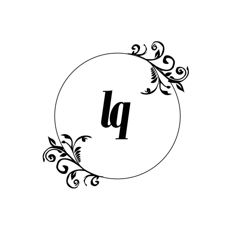 Initial LQ logo monogram letter feminine elegance vector